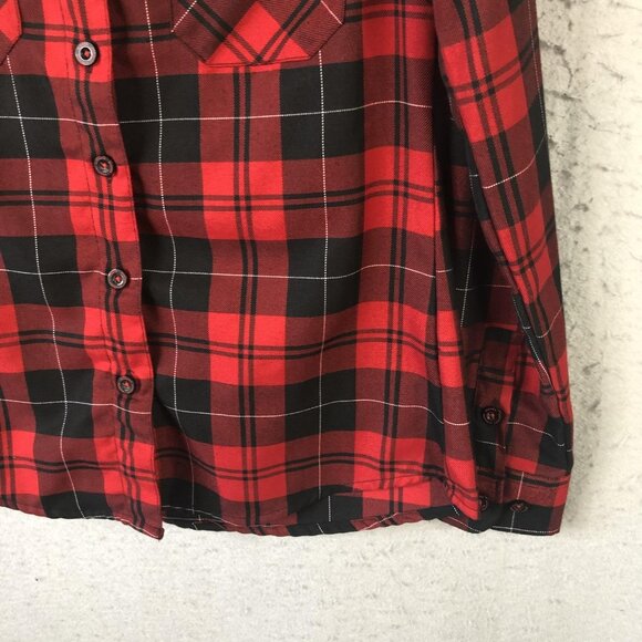 Dixxon Shirt Womens Small Red Black Plaid Flannel Long Sleeve Barrett-Jackson - Picture 16 of 16